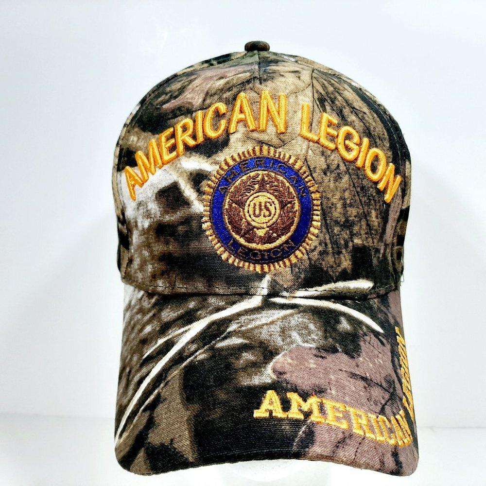 American Legion Mens Camouflage Hat Cap Embroidere